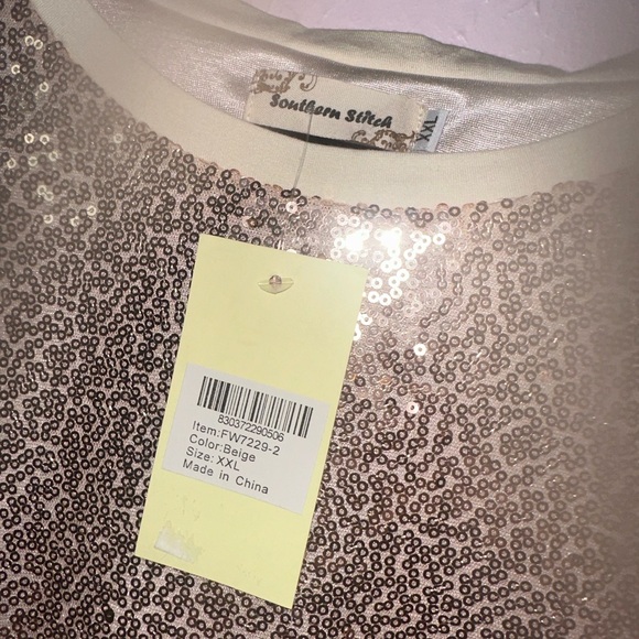 Southern Stitch Rose Gold Sequin Top - Picture 3 of 5